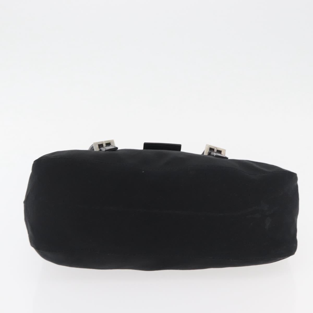 FENDI Mamma Baguette Hand Bag Nylon Black Silver Auth YKZ1005