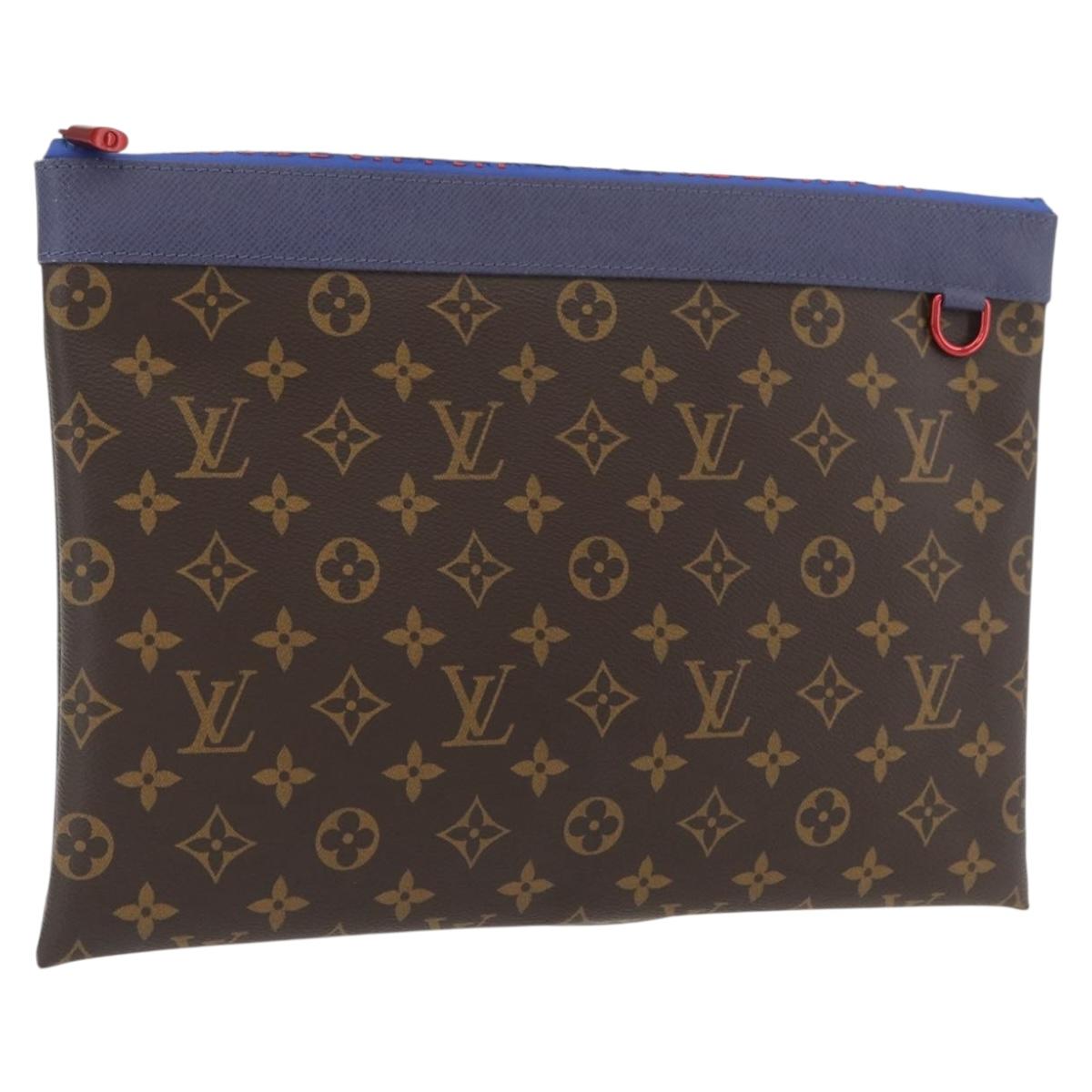 LOUIS VUITTON Monogram Pochette Apollo Clutch Bag Blue M63048 LV Auth YKZ1016
