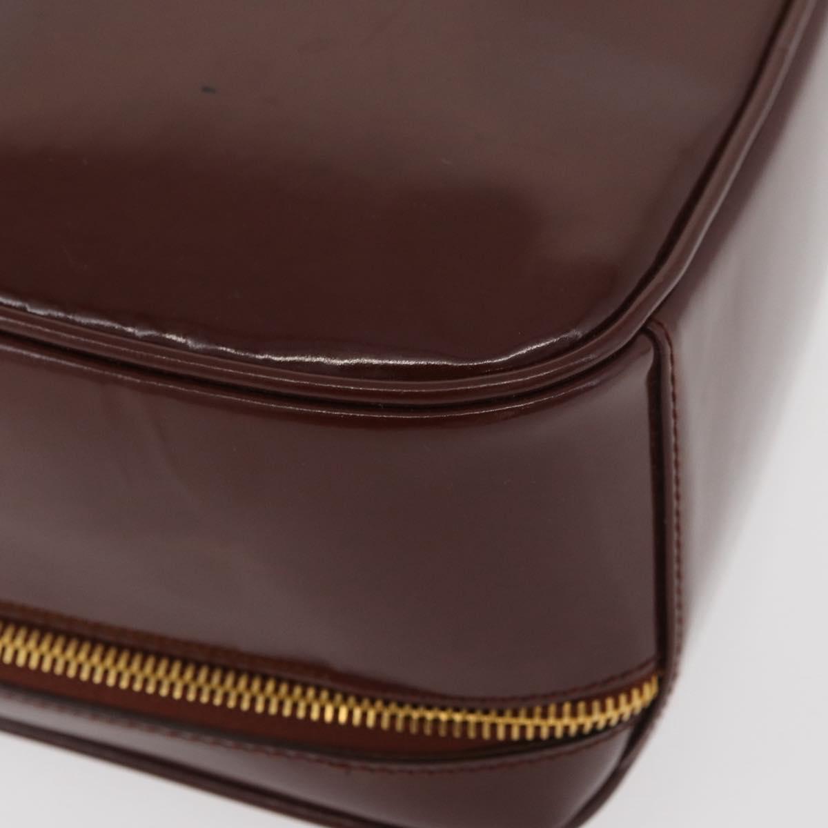 GUCCI Bamboo Hand Bag Patent leather Brown Gold 000 270 0323 Auth YKZ1028