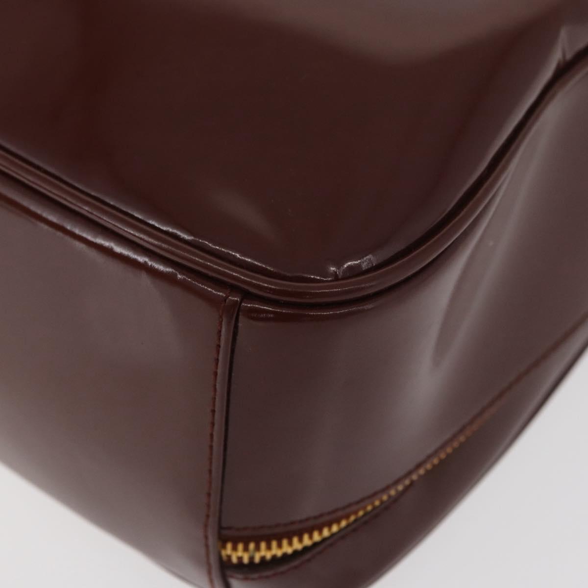 GUCCI Bamboo Hand Bag Patent leather Brown Gold 000 270 0323 Auth YKZ1028