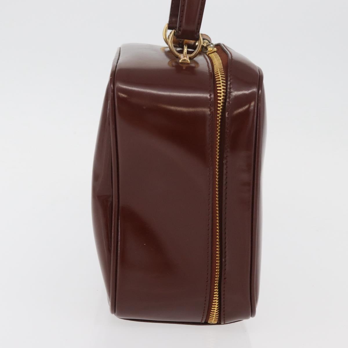 GUCCI Bamboo Hand Bag Patent leather Brown Gold 000 270 0323 Auth YKZ1028