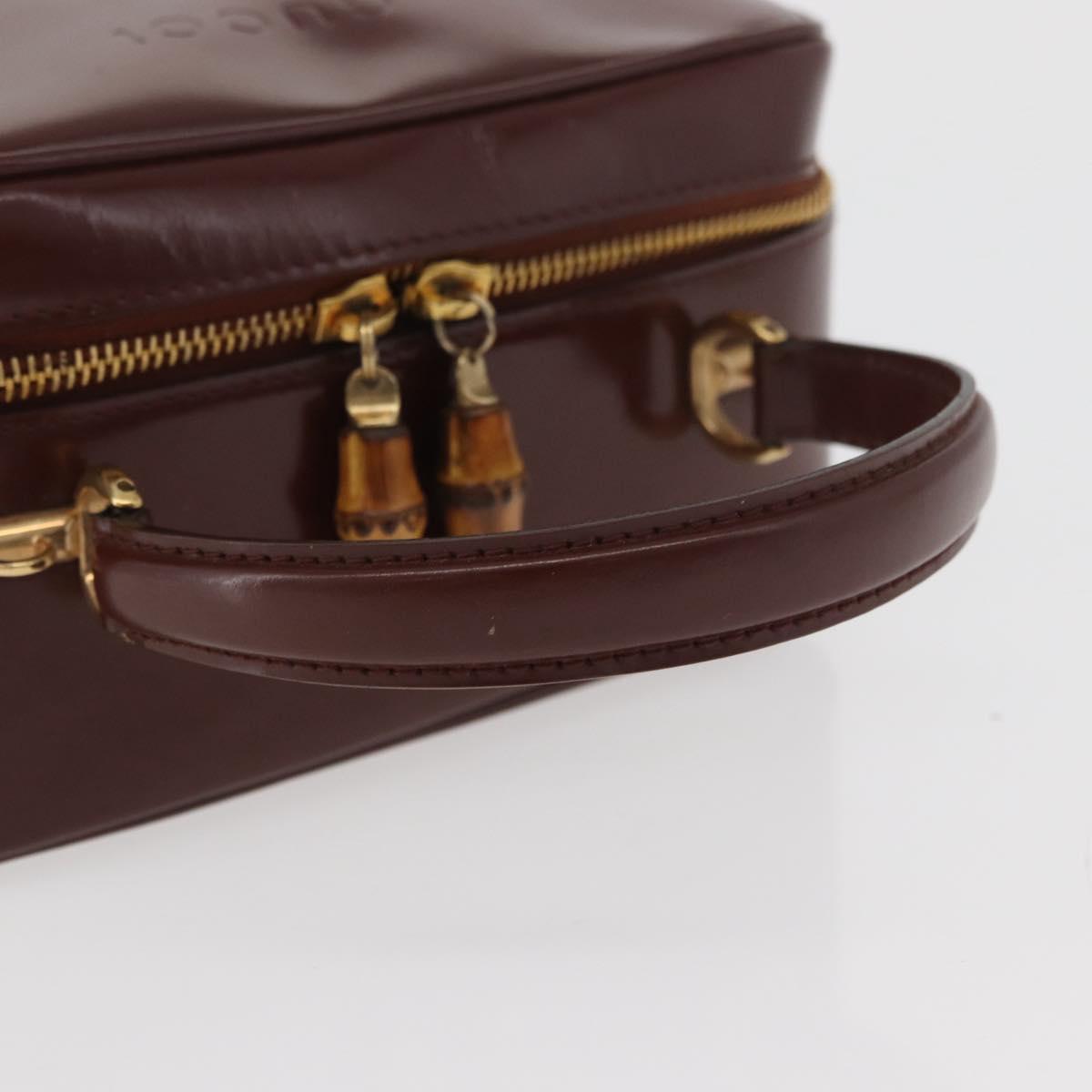 GUCCI Bamboo Hand Bag Patent leather Brown Gold 000 270 0323 Auth YKZ1028