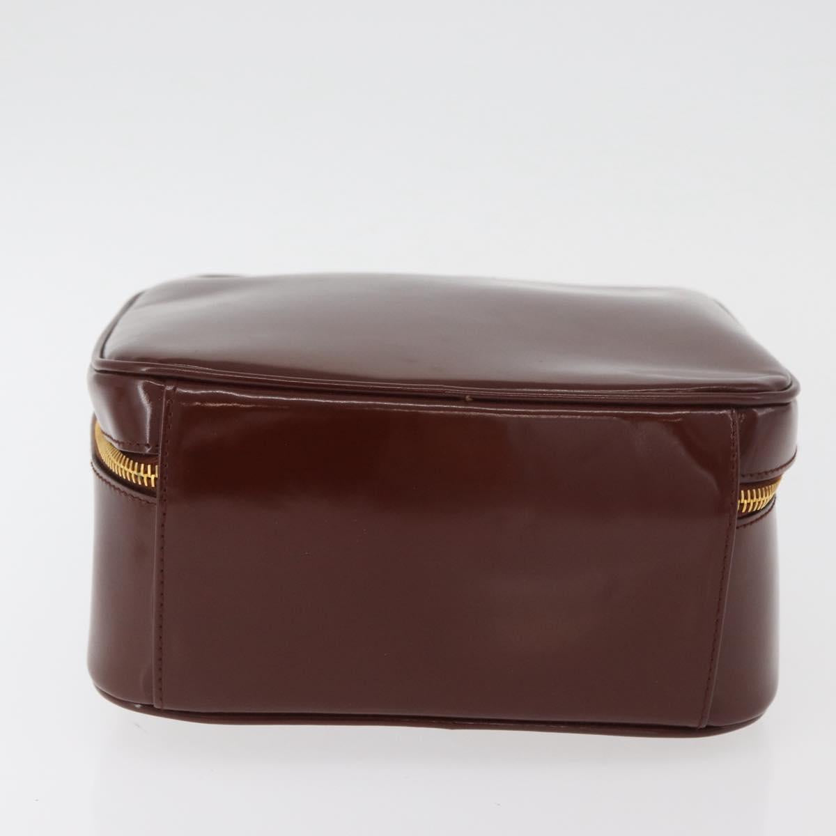 GUCCI Bamboo Hand Bag Patent leather Brown Gold 000 270 0323 Auth YKZ1028