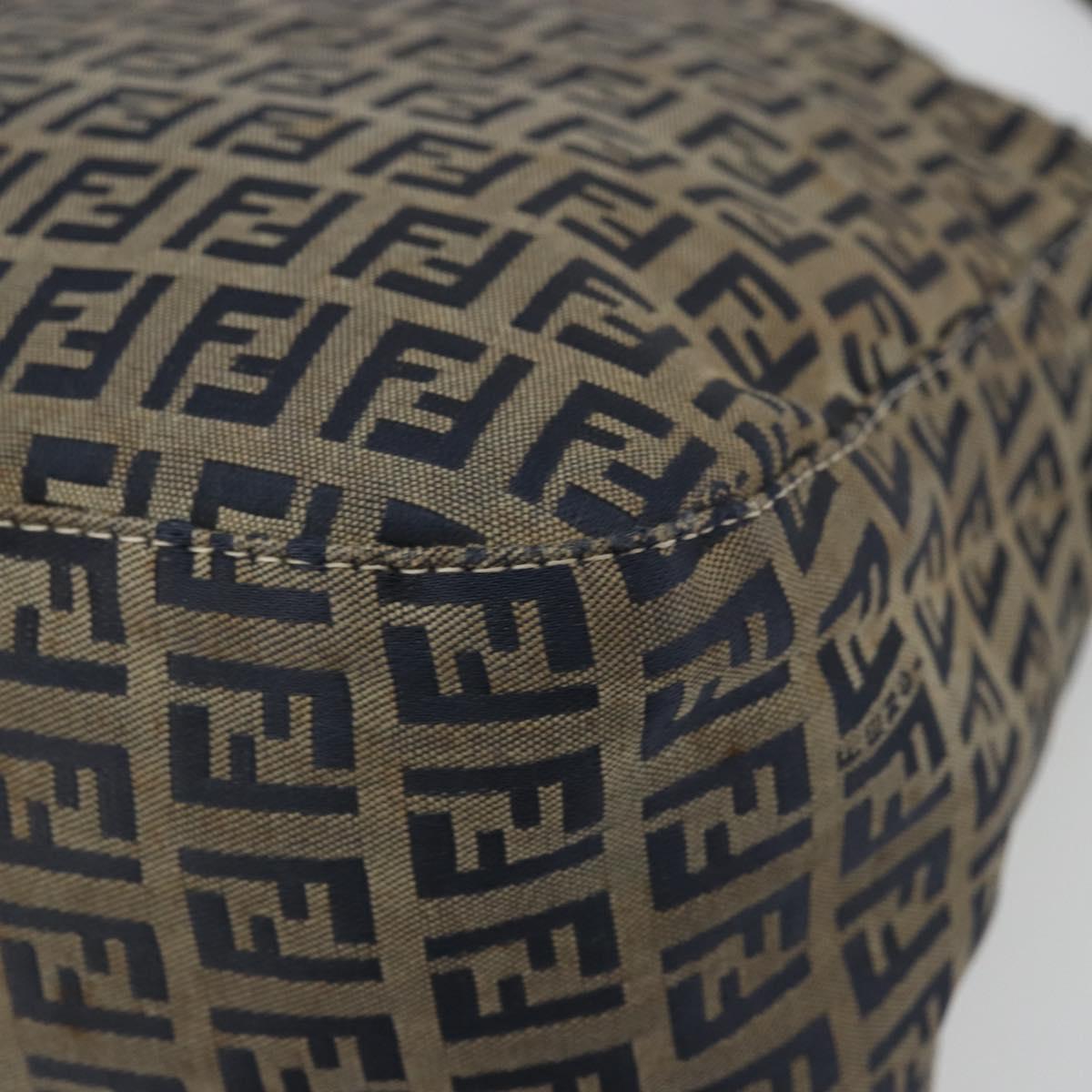 FENDI Zucchino Canvas Mamma Baguette Shoulder Bag Navy Silver Auth YKZ1029A