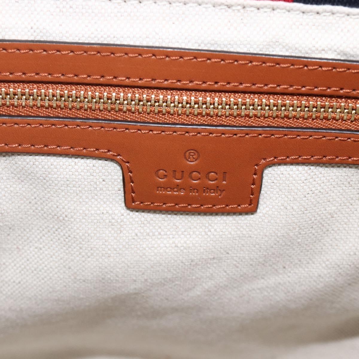 GUCCI Sherry Line Hand Bag Canvas 2way Green Gold Red 727728 Auth YKZ1033M
