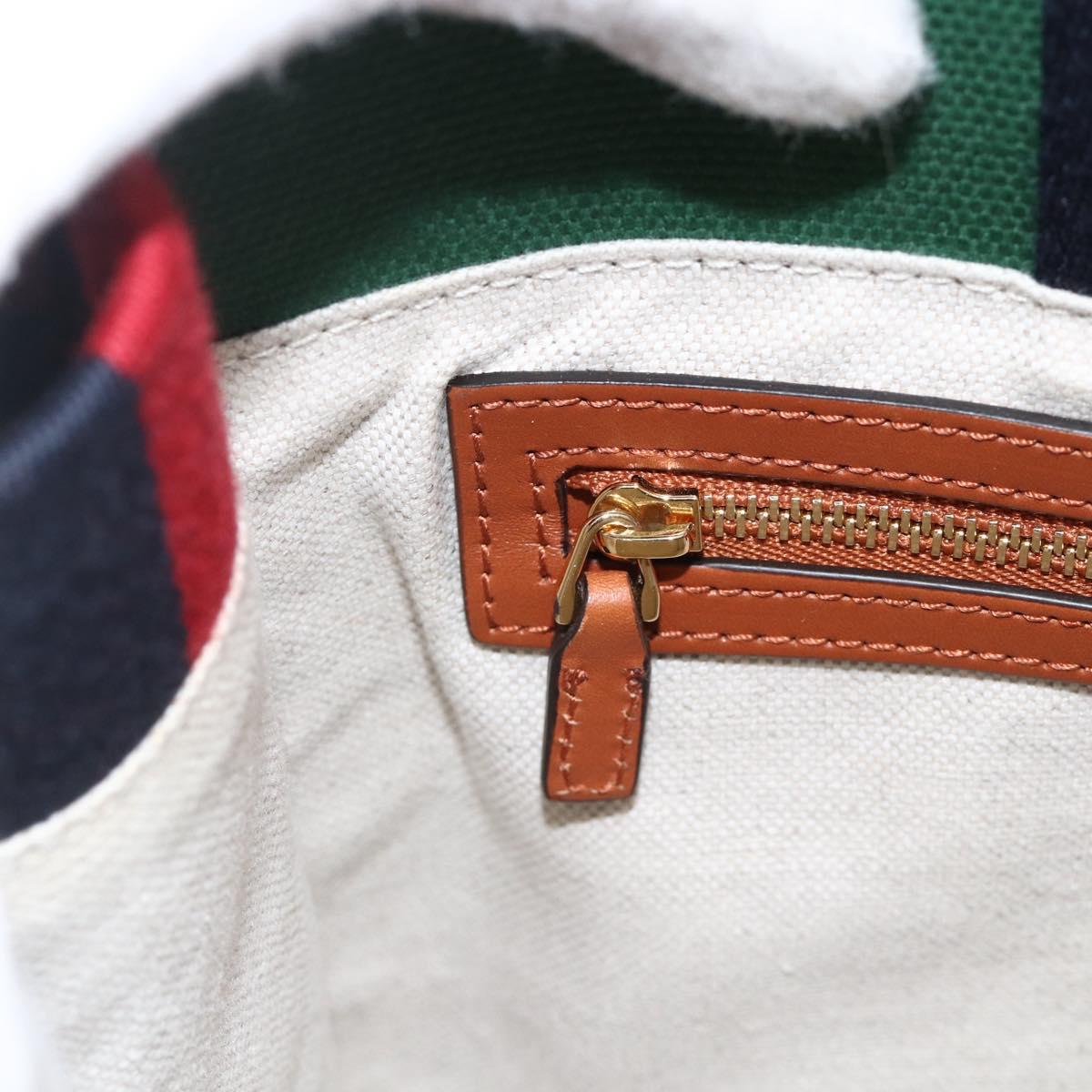 GUCCI Sherry Line Hand Bag Canvas 2way Green Gold Red 727728 Auth YKZ1033M