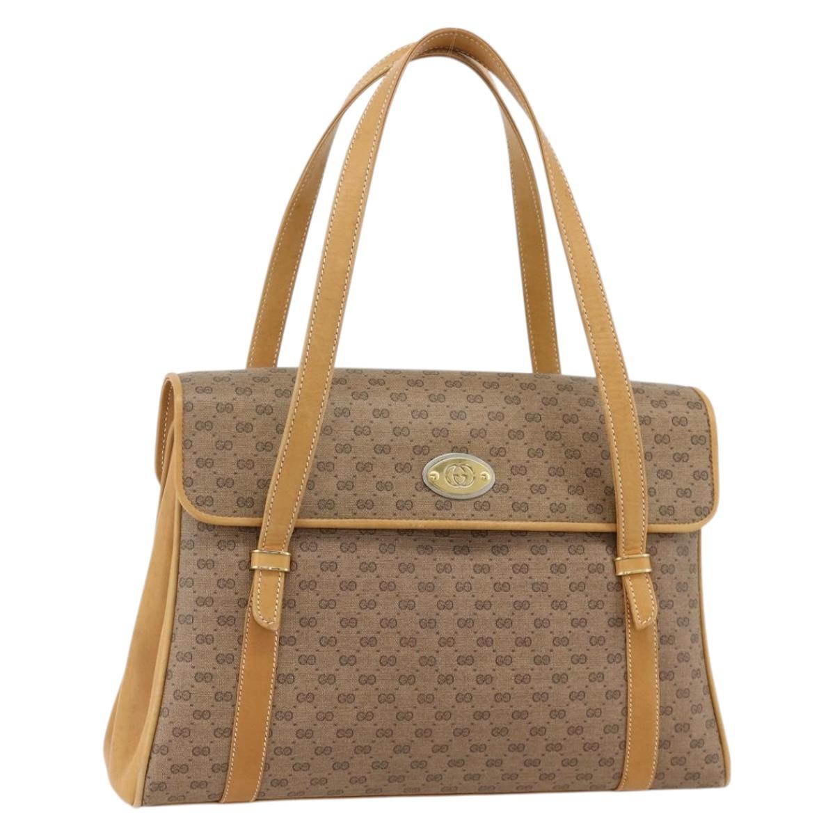 GUCCI Micro GG Supreme Hand Bag PVC Beige Gold 000 46 4857 Auth YKZ1075