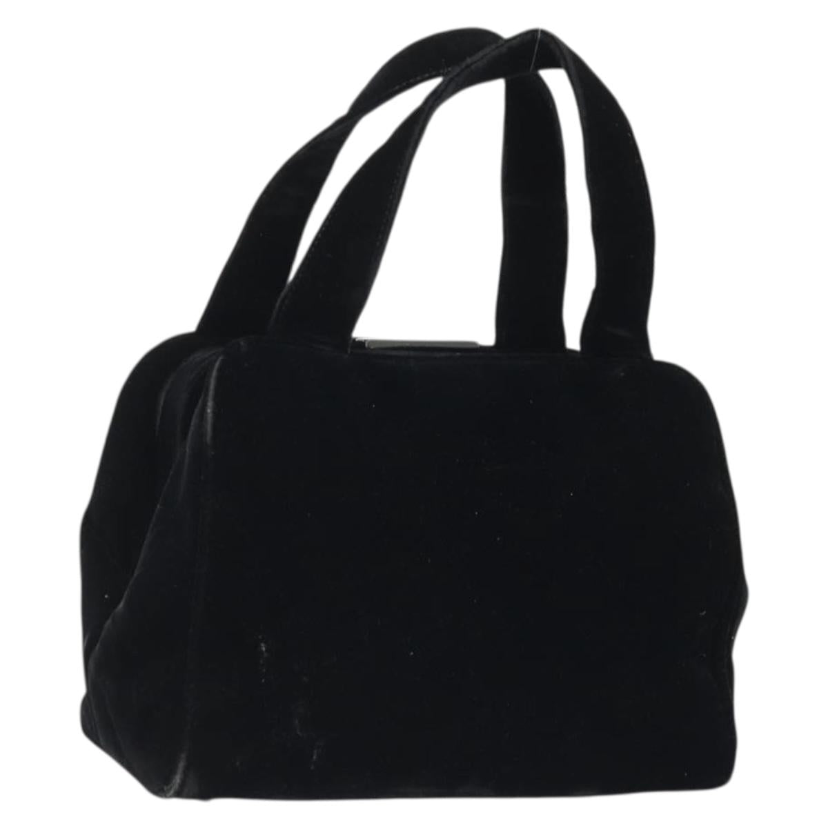 PRADA Hand Bag Velor Black Auth YKZ1084