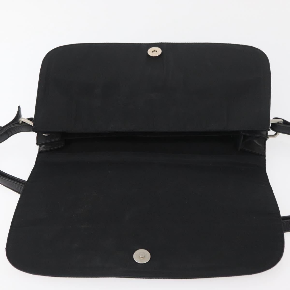 PRADA Shoulder Bag Nylon Black Silver Auth YKZ1095A