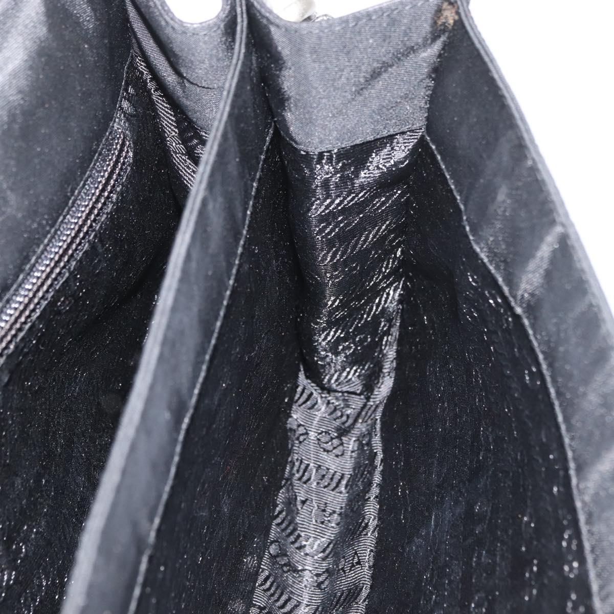 PRADA Shoulder Bag Nylon Black Silver Auth YKZ1095A