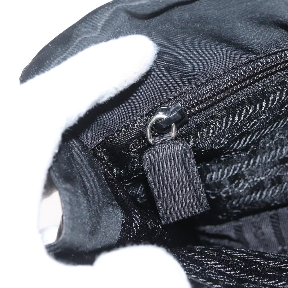 PRADA Shoulder Bag Nylon Black Silver Auth YKZ1095A