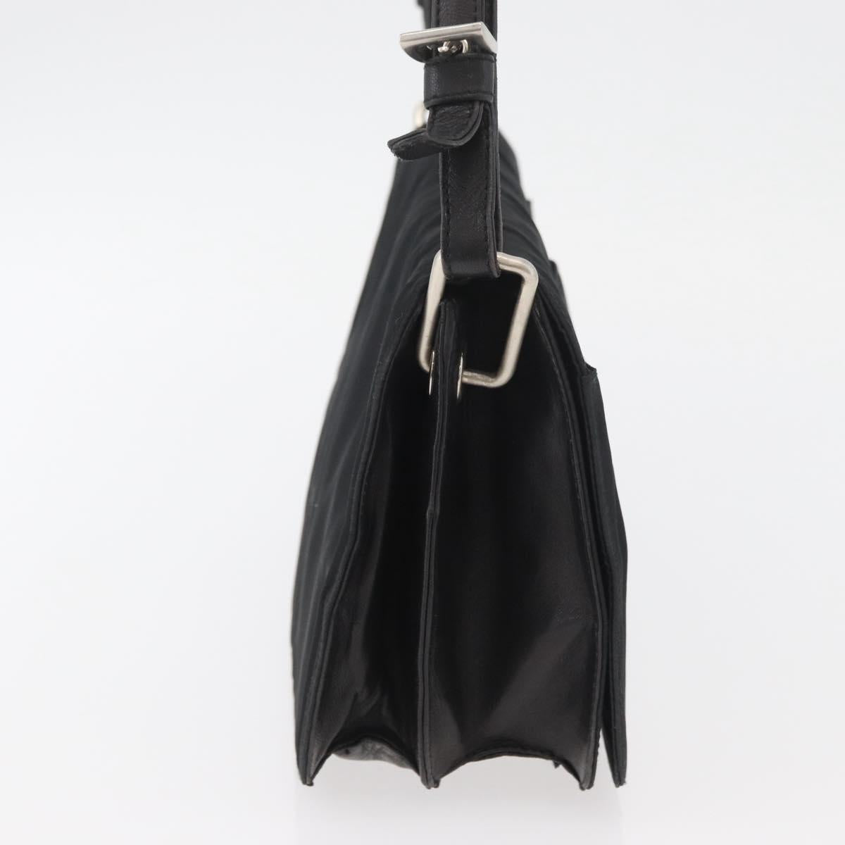 PRADA Shoulder Bag Nylon Black Silver Auth YKZ1095A