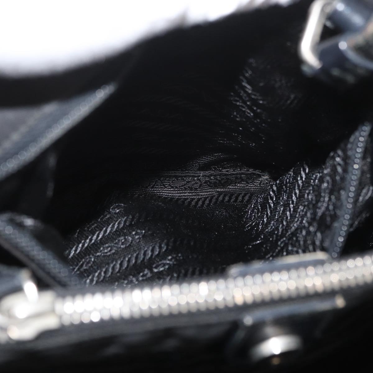 PRADA Tote Bag Nylon Black Silver Auth YKZ1116