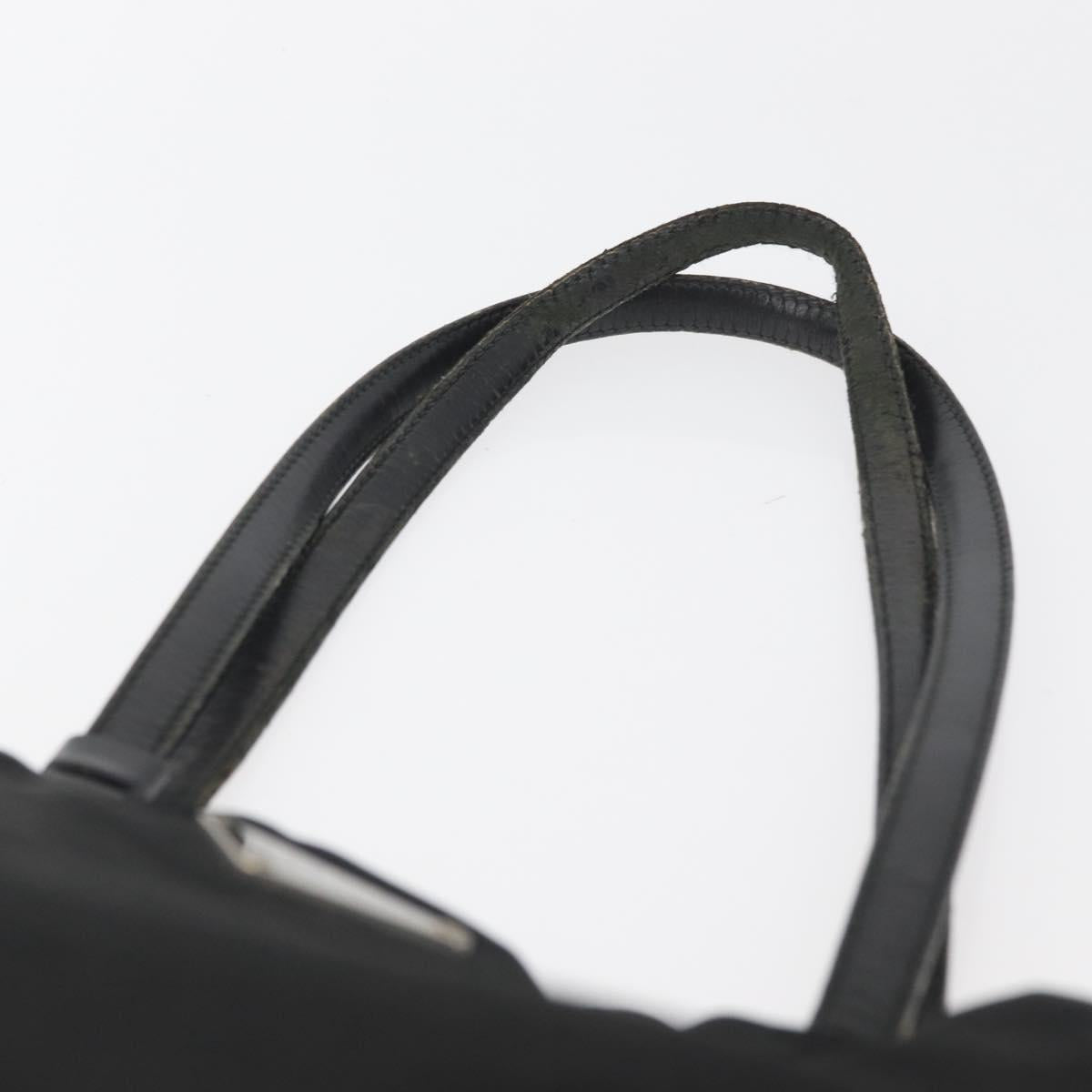 PRADA Tote Bag Nylon Black Silver Auth YKZ1116