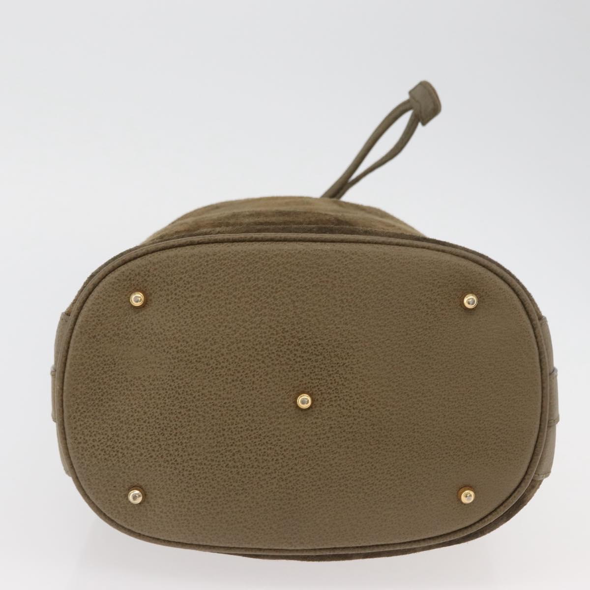 GUCCI Bamboo Purse Bag Suede 2way Khaki Gold 001 2865 1657 Auth YKZ1119A