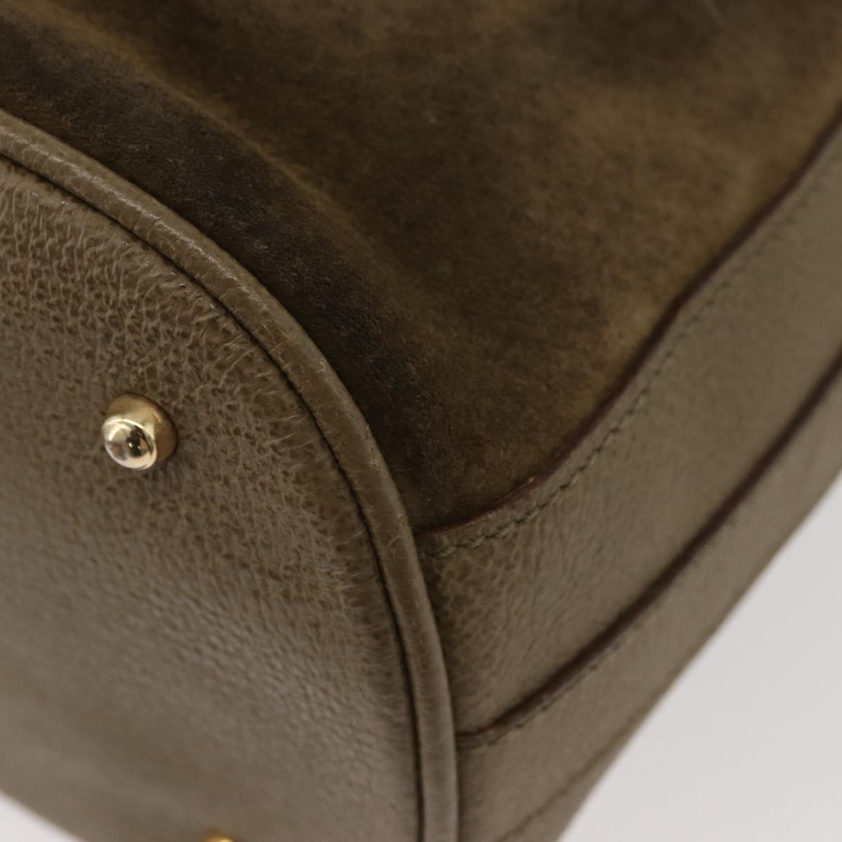 GUCCI Bamboo Purse Bag Suede 2way Khaki Gold 001 2865 1657 Auth YKZ1119A