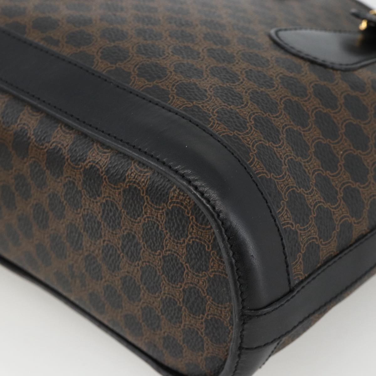 CELINE Macadam Canvas Tote Bag PVC Leather Black Gold Auth YKZ1148