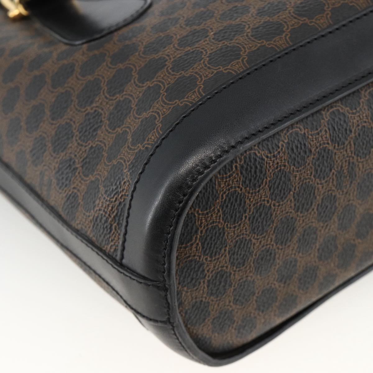 CELINE Macadam Canvas Tote Bag PVC Leather Black Gold Auth YKZ1148