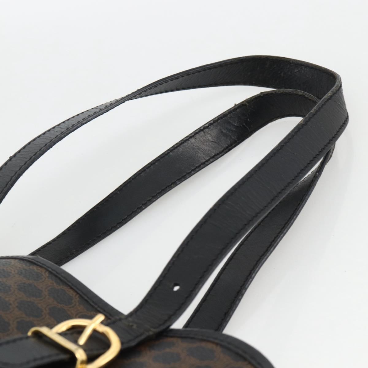 CELINE Macadam Canvas Tote Bag PVC Leather Black Gold Auth YKZ1148