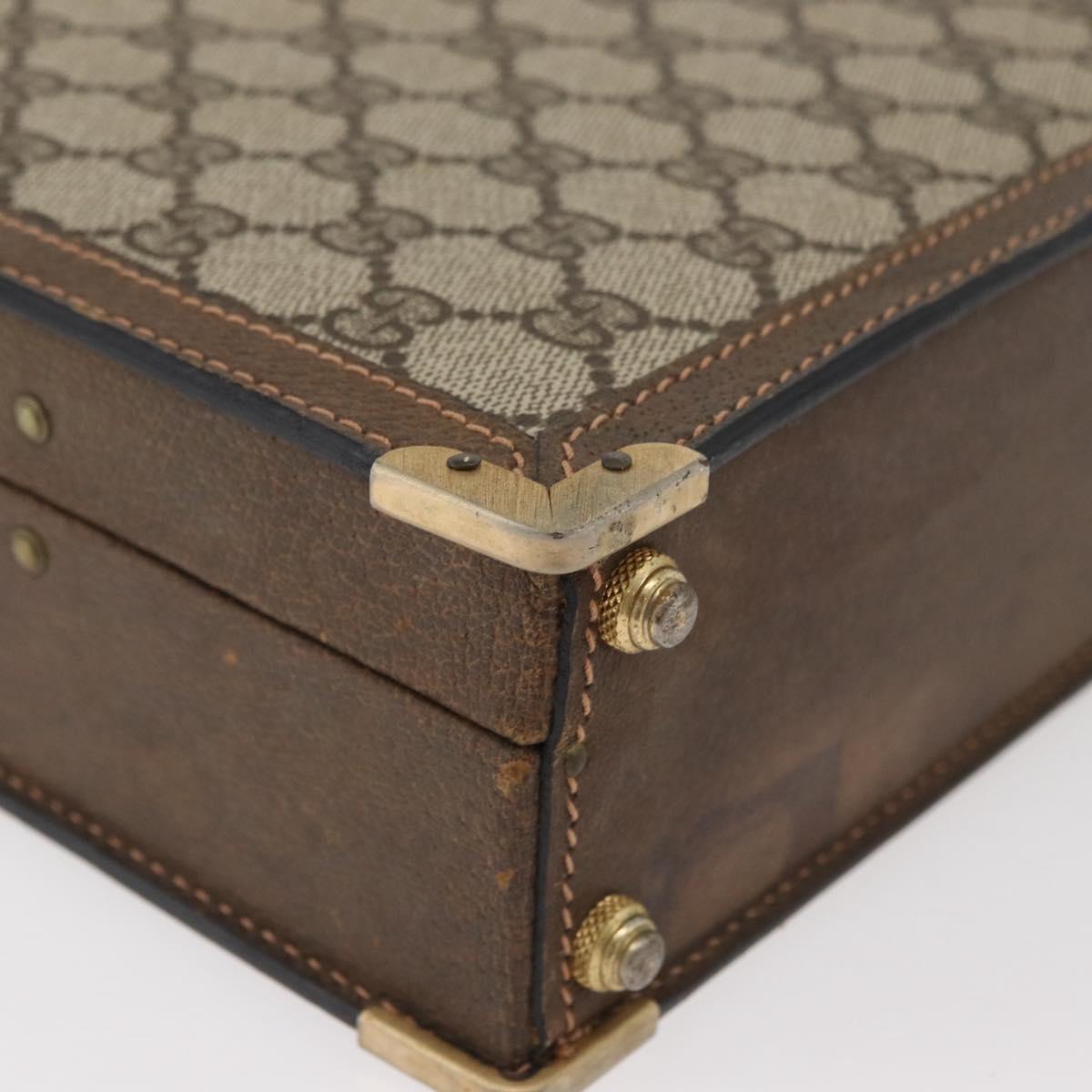 GUCCI GG Supreme Trunk PVC Beige Gold Auth YKZ1150