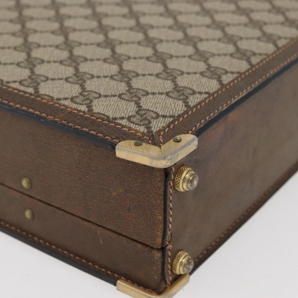 GUCCI GG Supreme Trunk PVC Beige Gold Auth YKZ1150