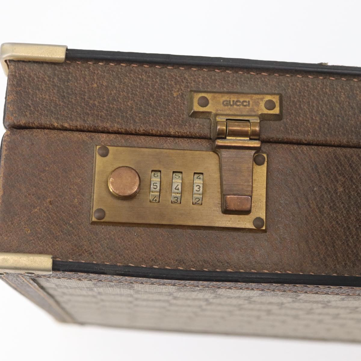 GUCCI GG Supreme Trunk PVC Beige Gold Auth YKZ1150