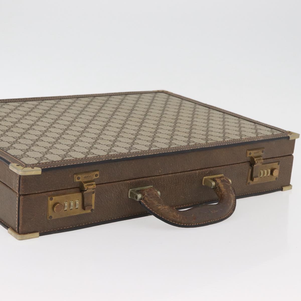 GUCCI GG Supreme Trunk PVC Beige Gold Auth YKZ1150