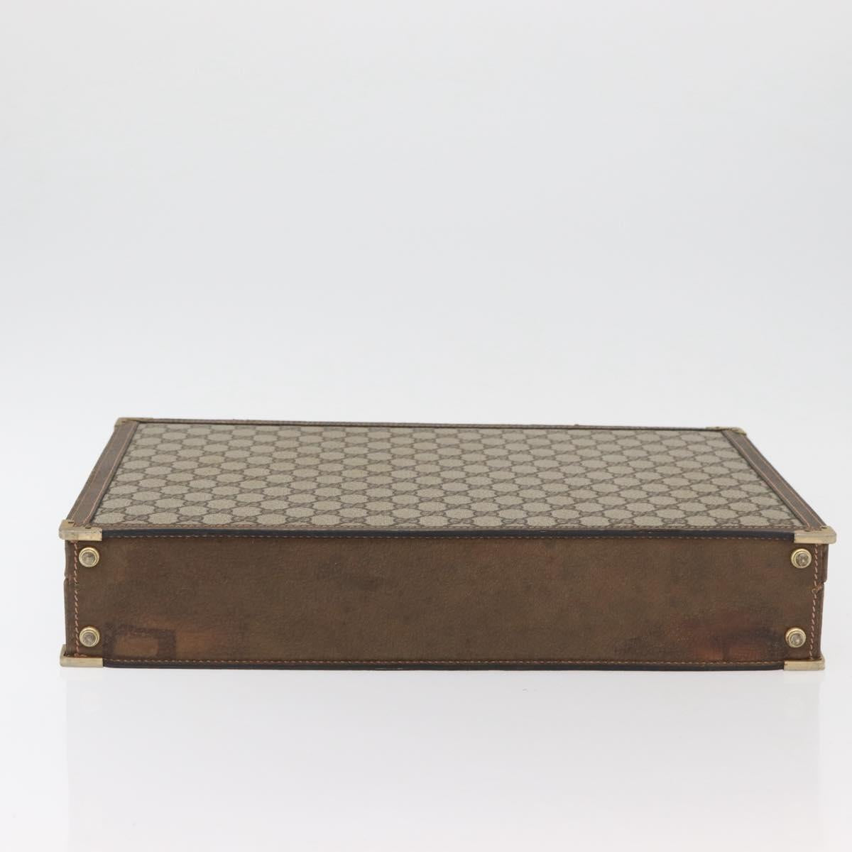 GUCCI GG Supreme Trunk PVC Beige Gold Auth YKZ1150