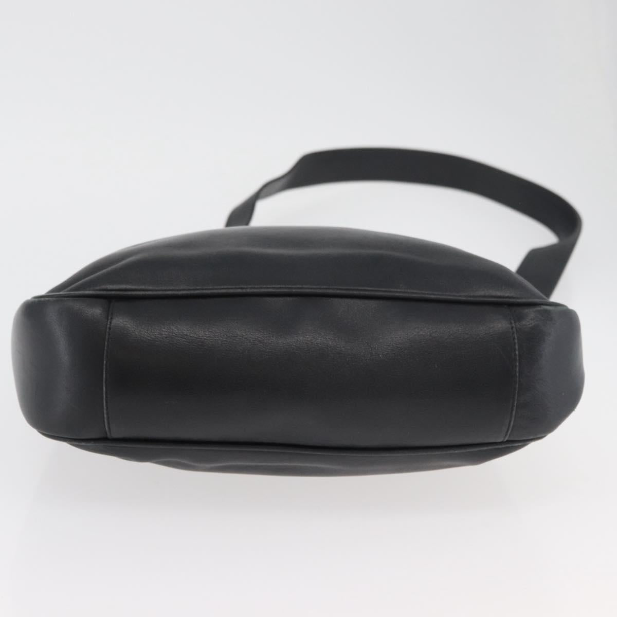 GUCCI Bamboo Hand Bag Leather 2way Black Gold Auth YKZ1153