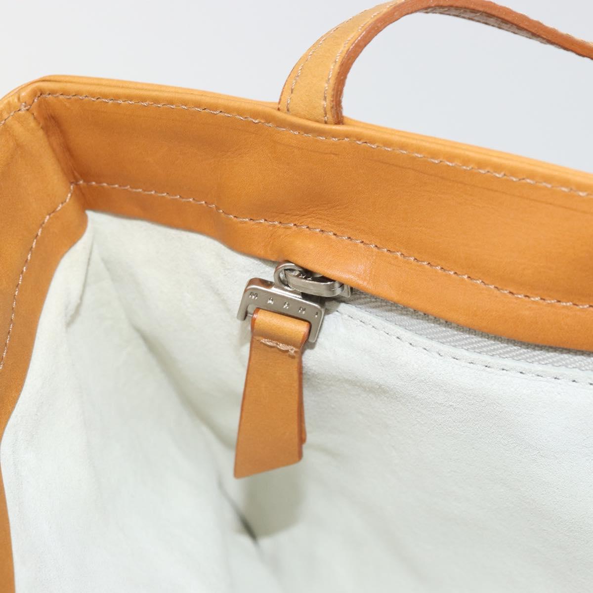 MARNI Hand Bag Leather Brown Silver Auth YKZ1166A