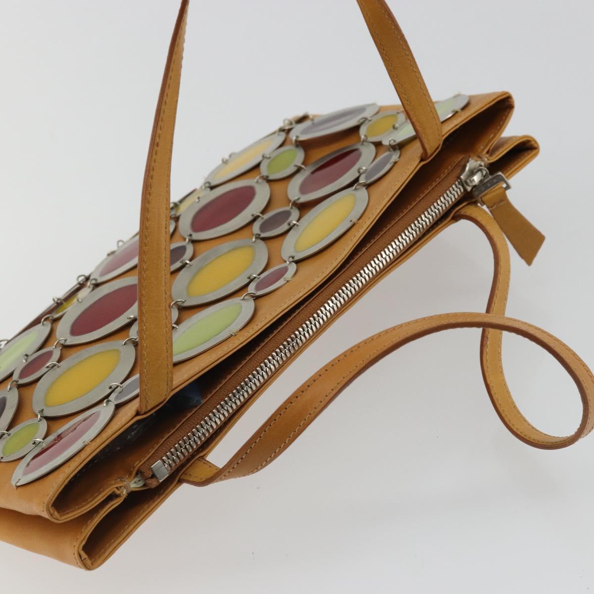 MARNI Hand Bag Leather Brown Silver Auth YKZ1166A