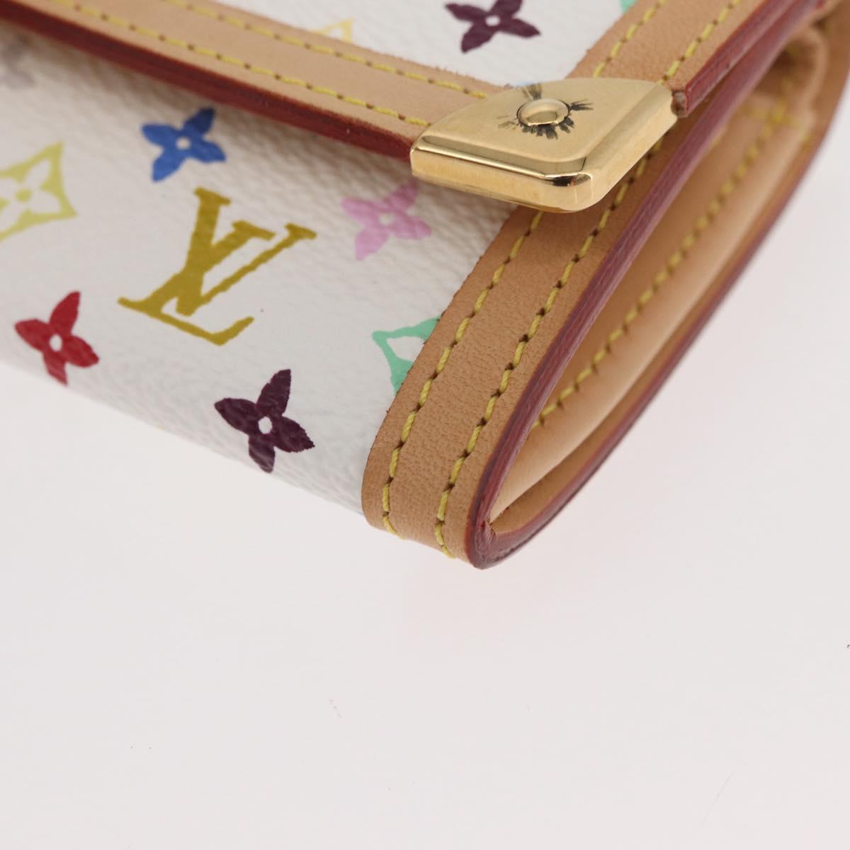 LOUIS VUITTON Multicolor Porte Monnaie Pla Coin Purse White M92657 Auth YKZ1168V