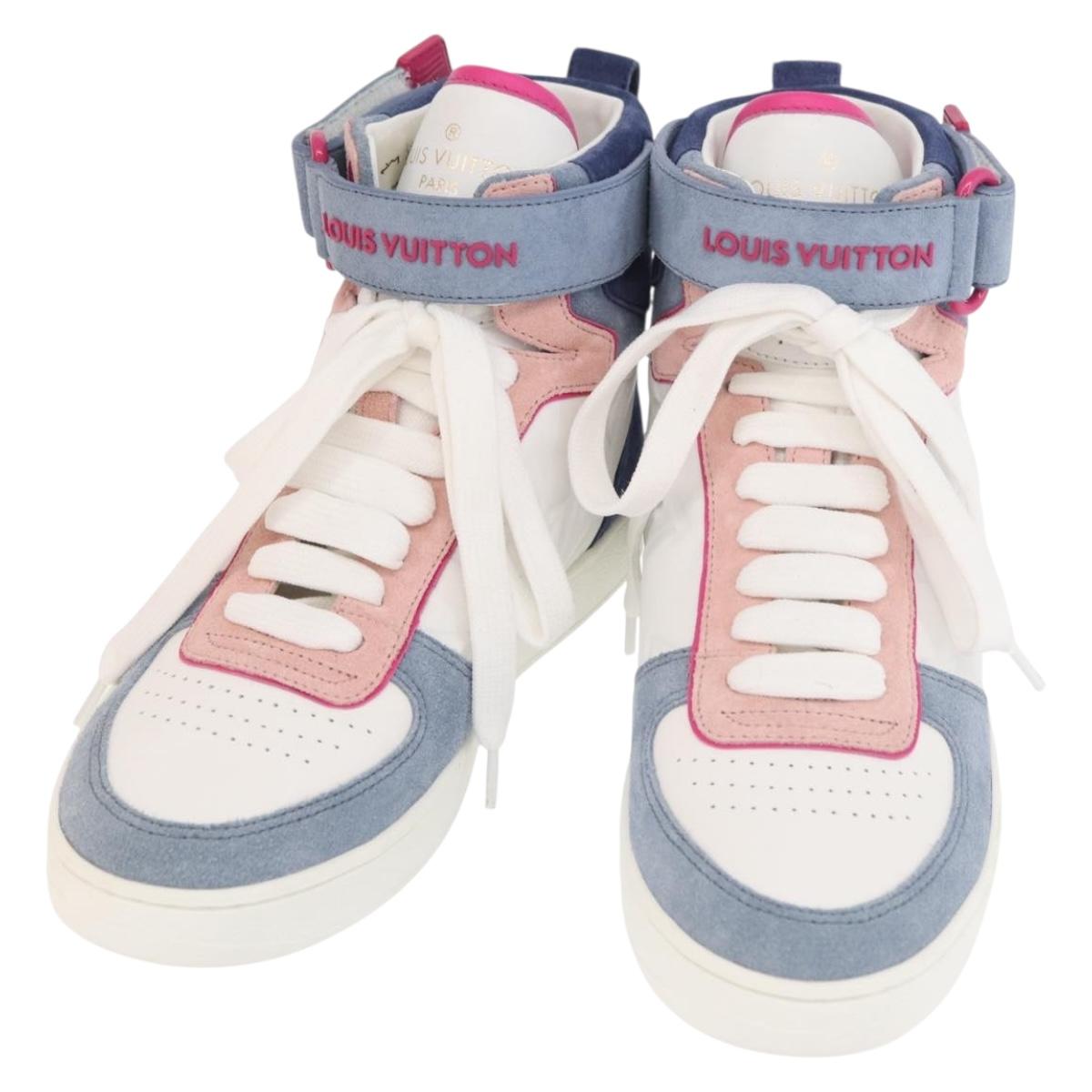 LOUIS VUITTON Boon Box Line High Cut Sneakers White LV Auth YKZ1186M