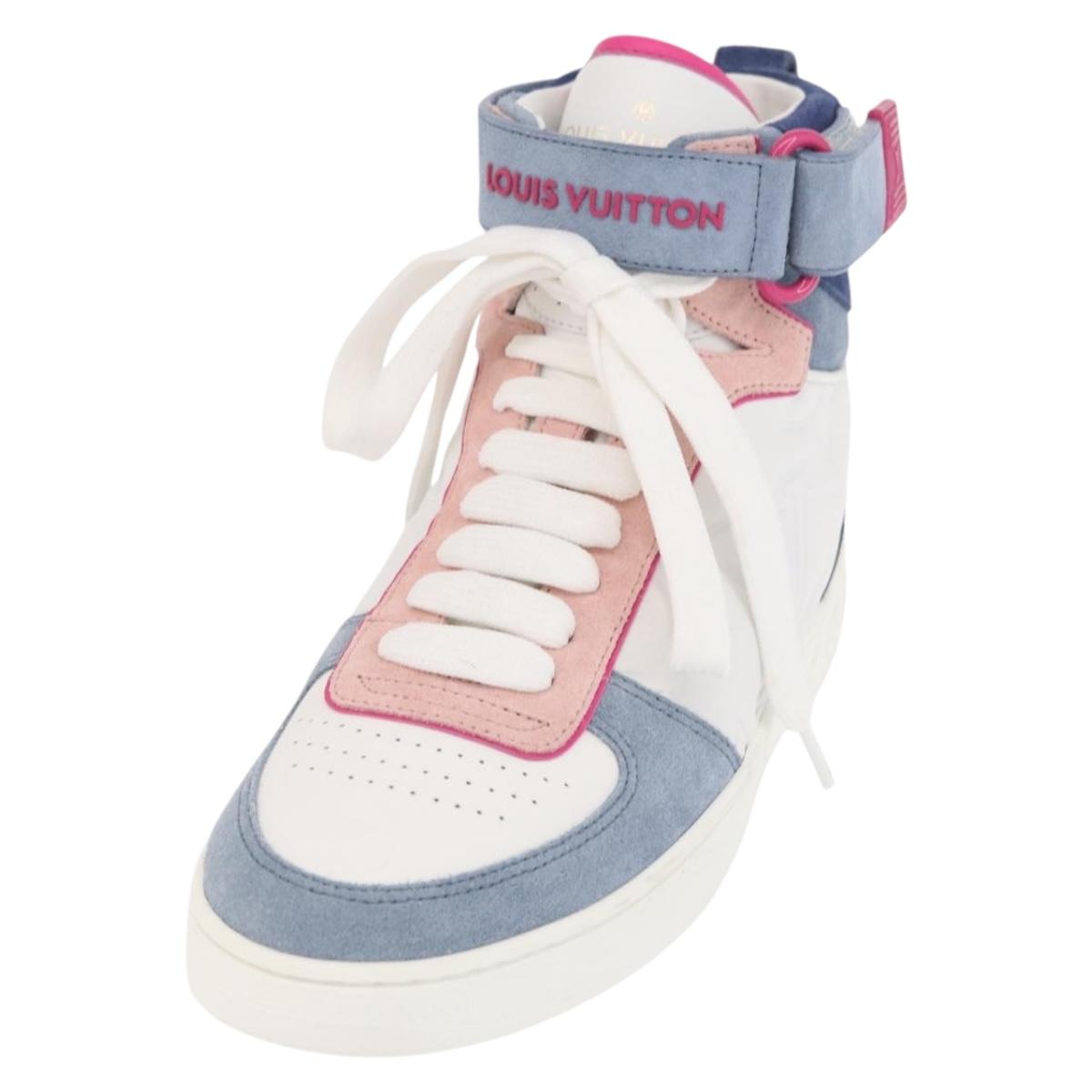 LOUIS VUITTON Boon Box Line High Cut Sneakers White LV Auth YKZ1186M