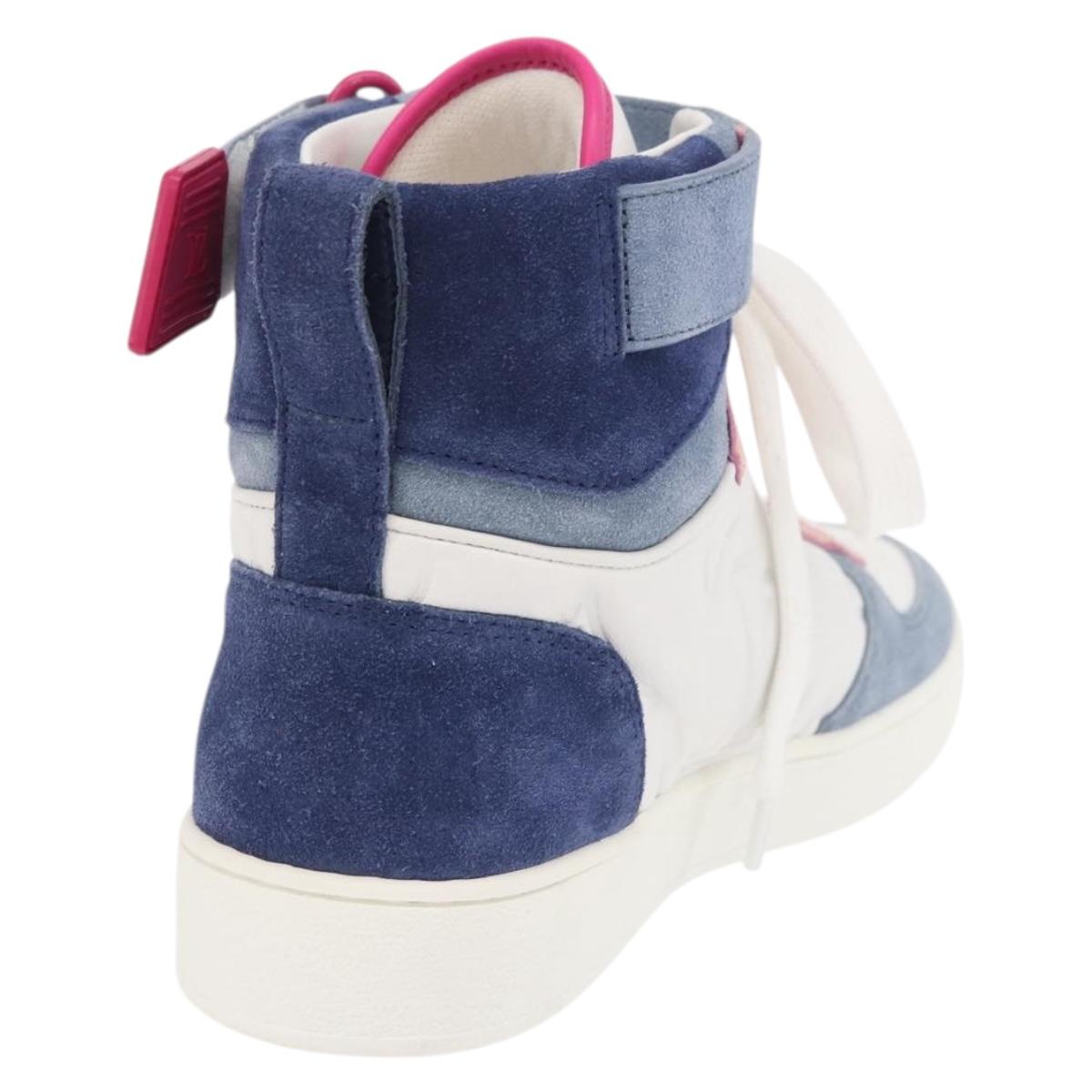 LOUIS VUITTON Boon Box Line High Cut Sneakers White LV Auth YKZ1186M