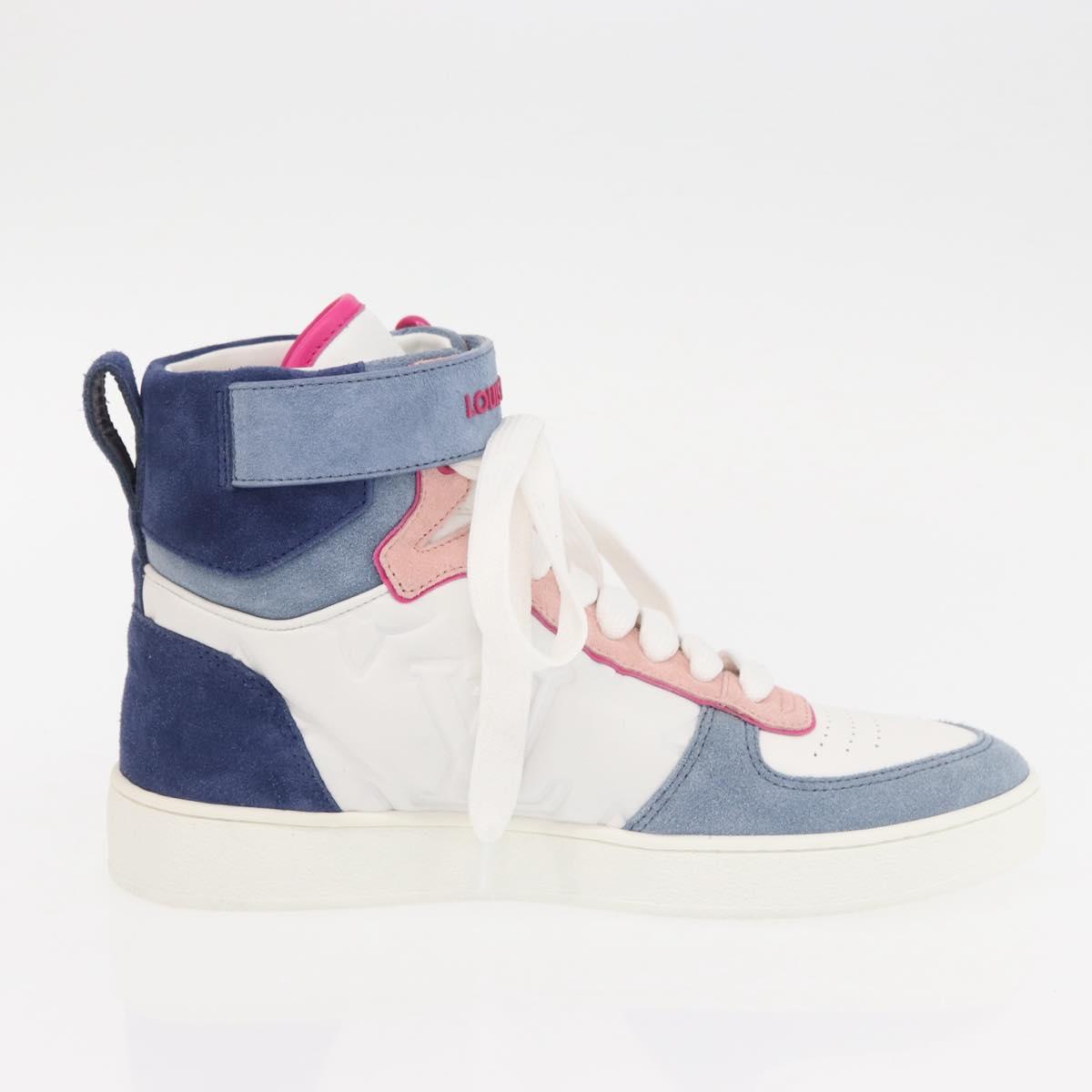 LOUIS VUITTON Boon Box Line High Cut Sneakers White LV Auth YKZ1186M