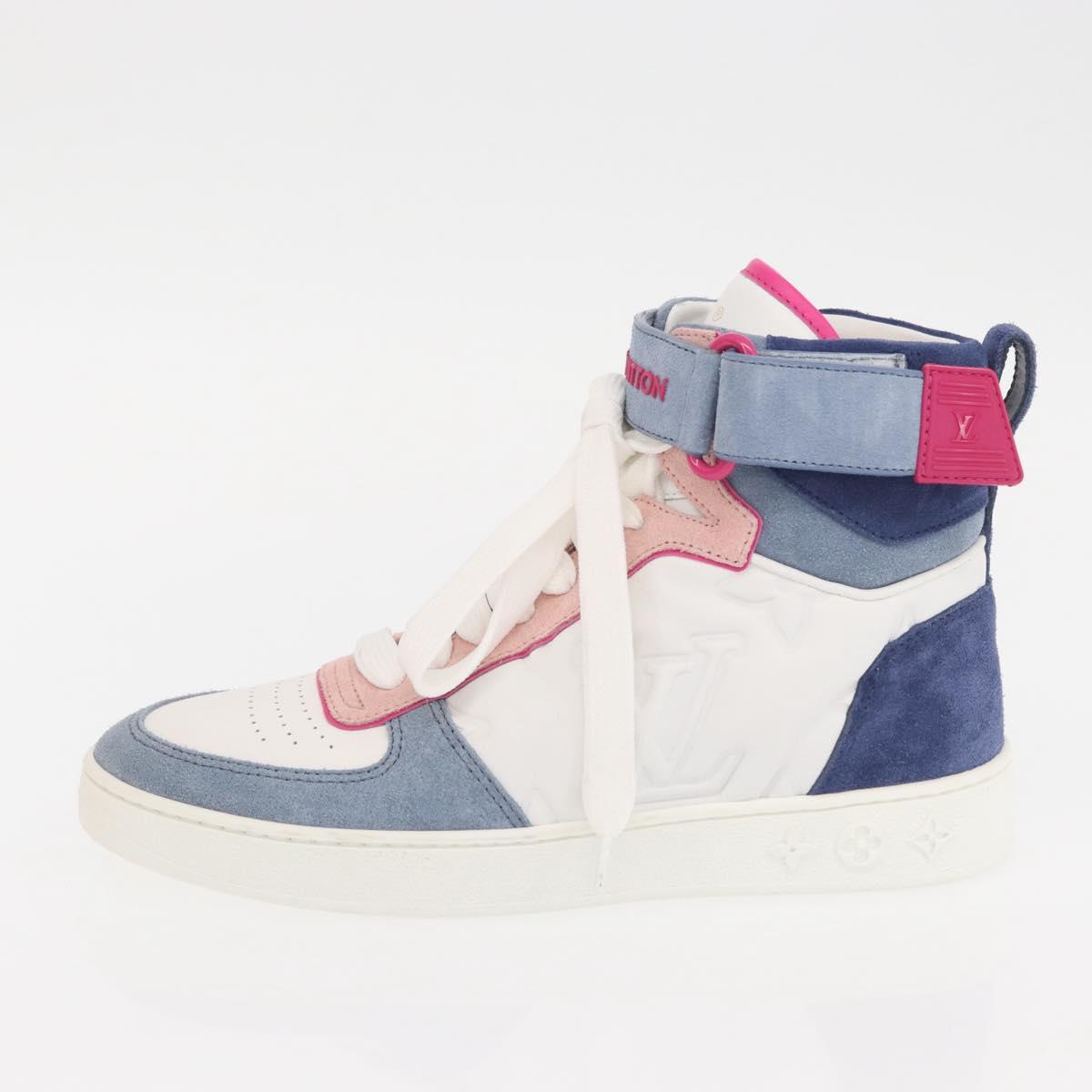 LOUIS VUITTON Boon Box Line High Cut Sneakers White LV Auth YKZ1186M