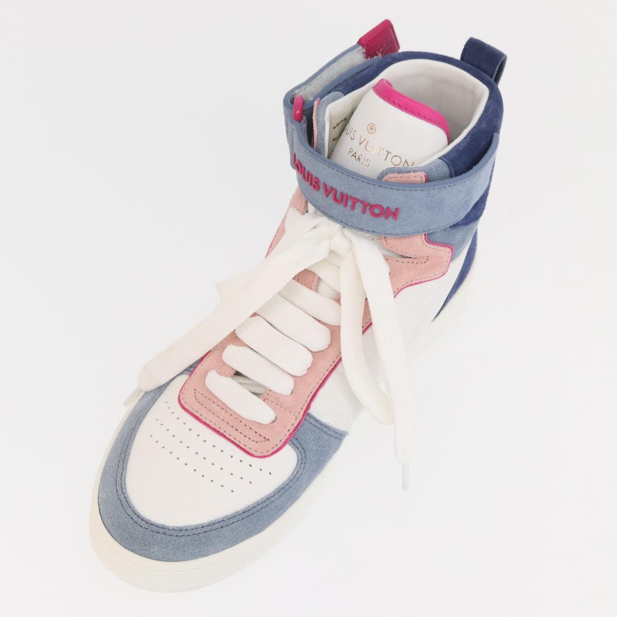 LOUIS VUITTON Boon Box Line High Cut Sneakers White LV Auth YKZ1186M
