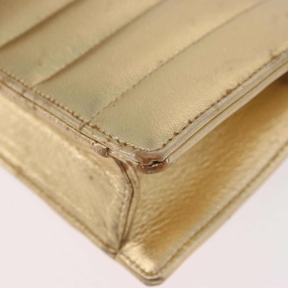 CHANEL Pouch Leather Gold CC Auth YKZ1194A