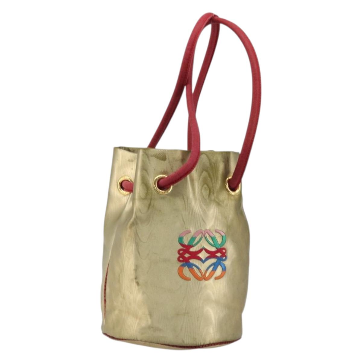 LOEWE Shoulder Bag PVC Canvas Gold Auth YKZ1213A
