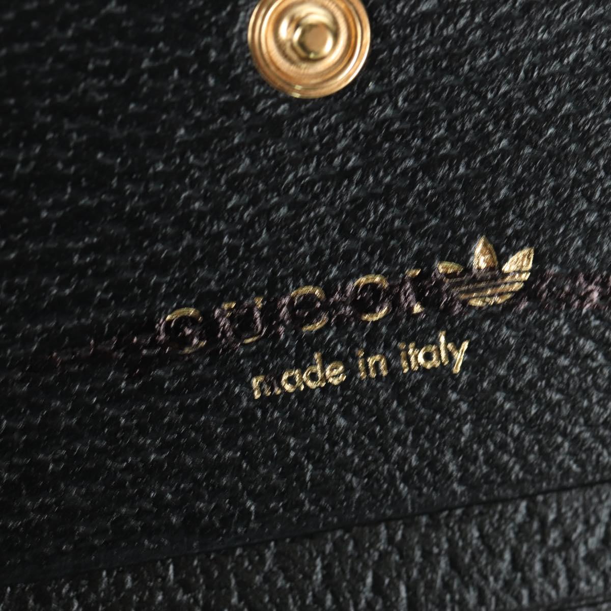 GUCCI Horsebit Shoulder Wallet Leather Adidas Black Gold 702248 Auth YKZ1233M