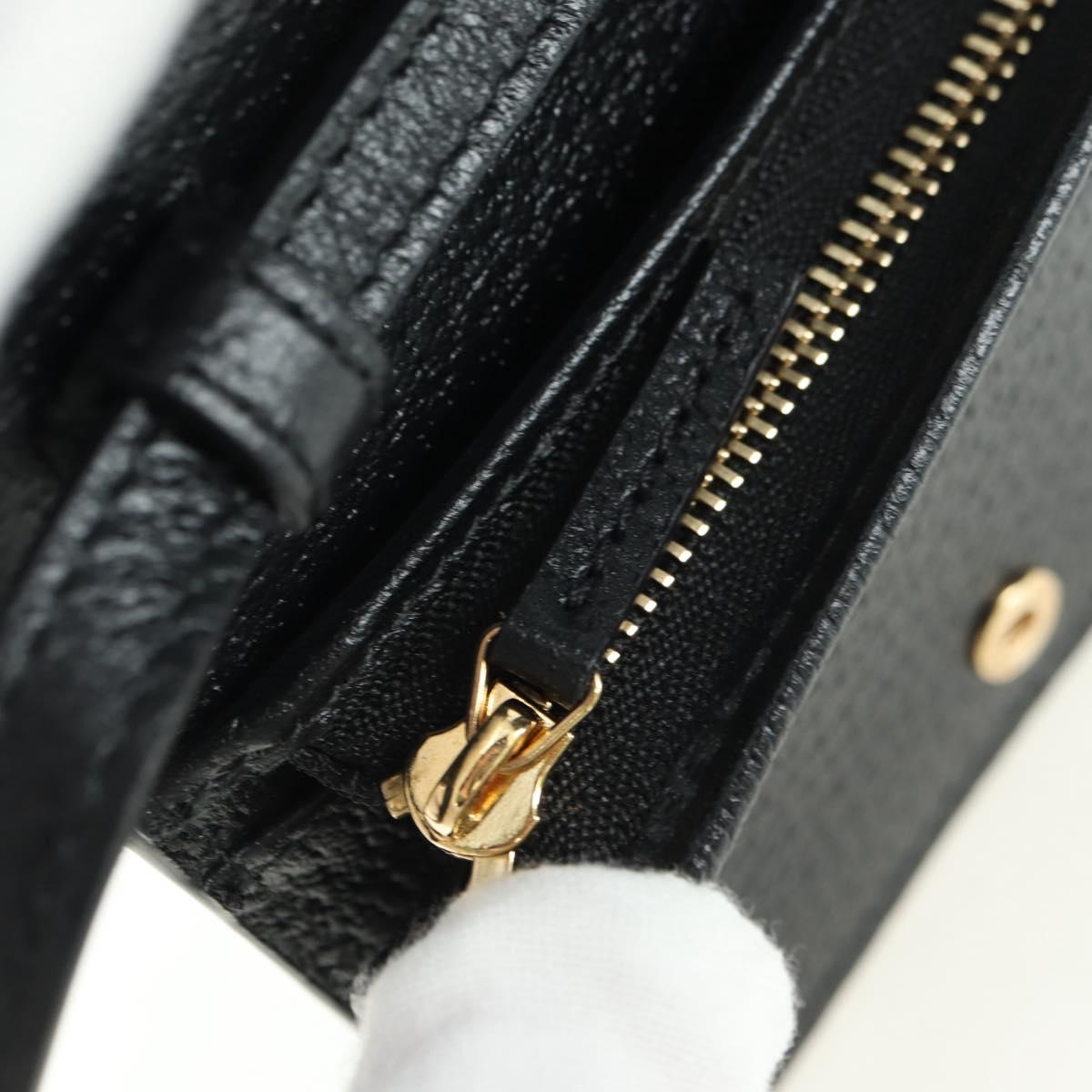 GUCCI Horsebit Shoulder Wallet Leather Adidas Black Gold 702248 Auth YKZ1233M