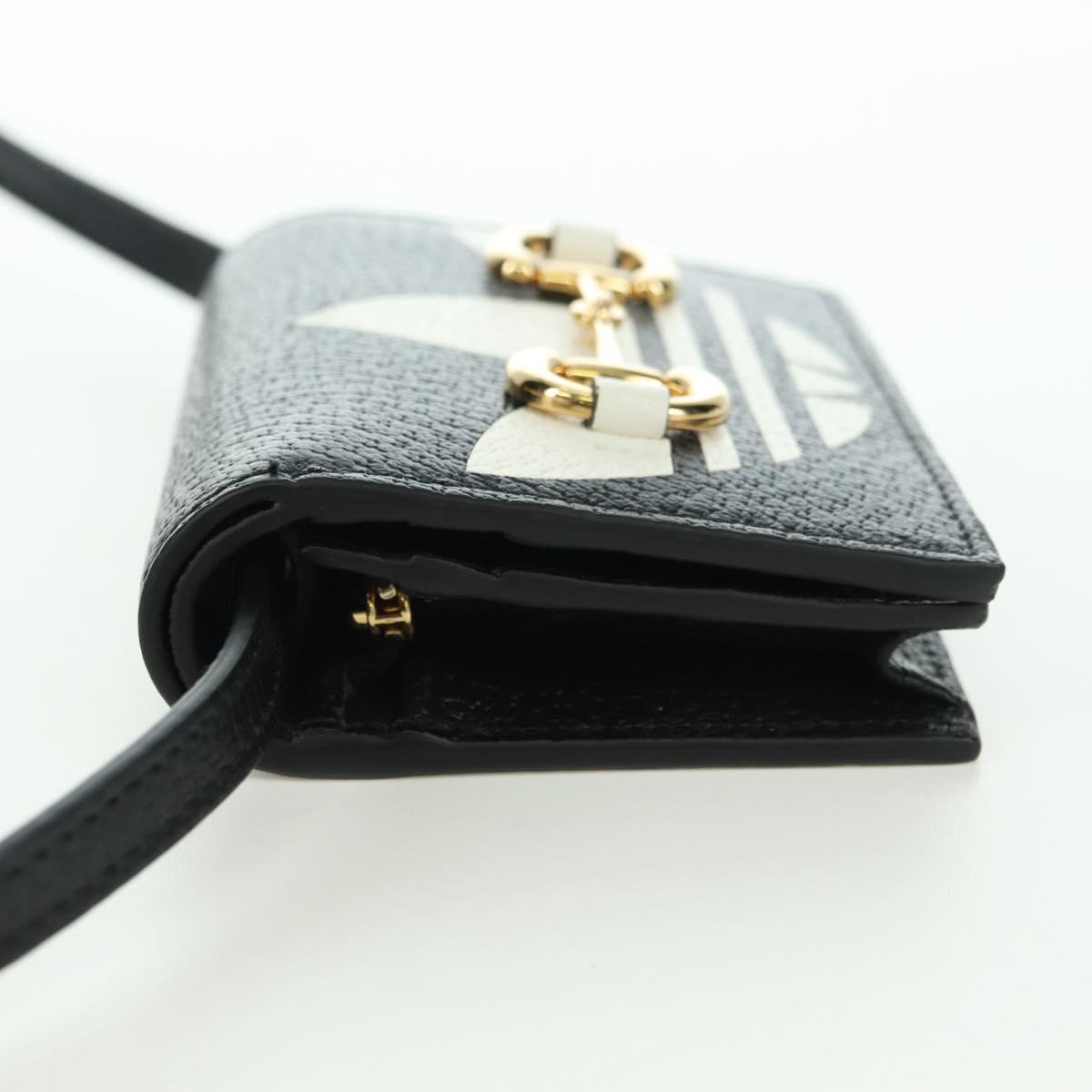 GUCCI Horsebit Shoulder Wallet Leather Adidas Black Gold 702248 Auth YKZ1233M