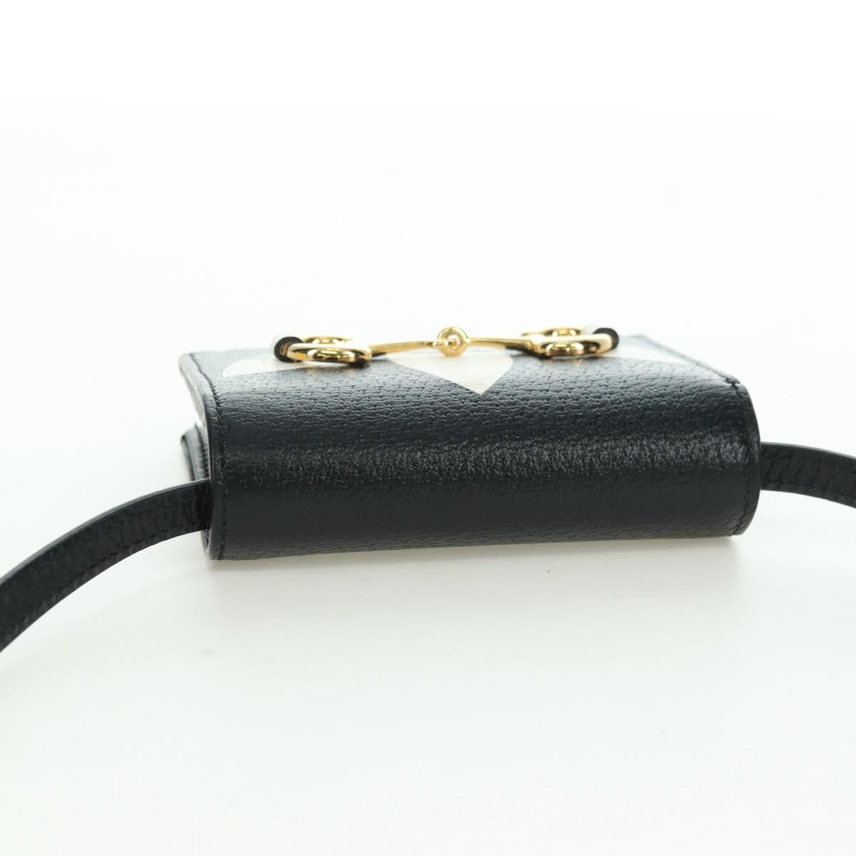 GUCCI Horsebit Shoulder Wallet Leather Adidas Black Gold 702248 Auth YKZ1233M