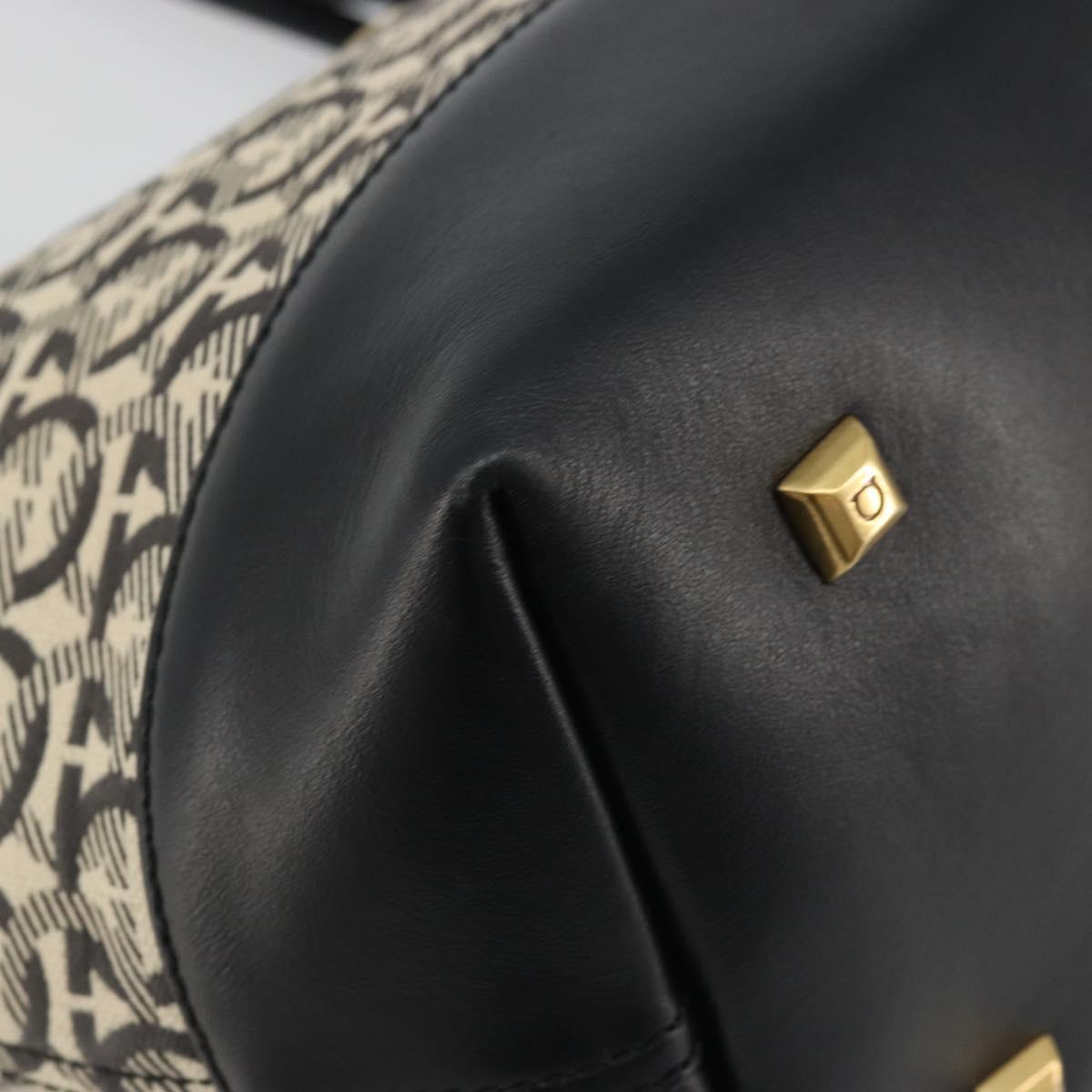 Salvatore Ferragamo Gancini Tote Bag Canvas Black Gold Auth YKZ1252A