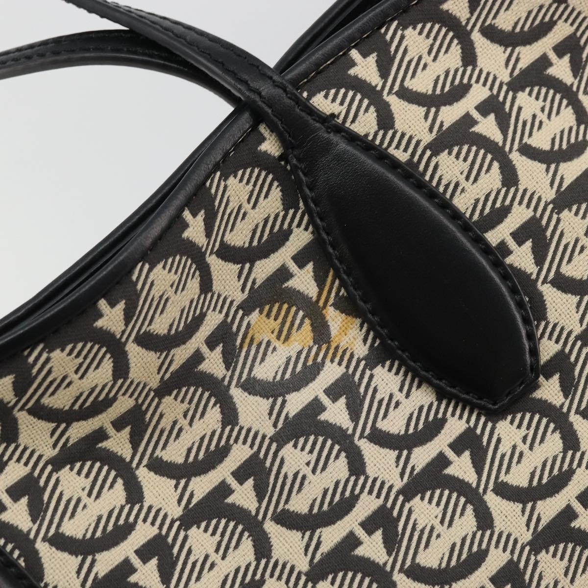 Salvatore Ferragamo Gancini Tote Bag Canvas Black Gold Auth YKZ1252A