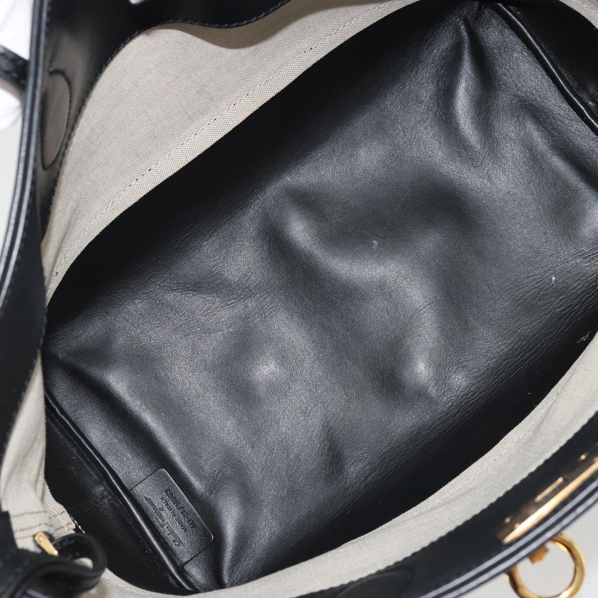 Salvatore Ferragamo Gancini Tote Bag Canvas Black Gold Auth YKZ1252A