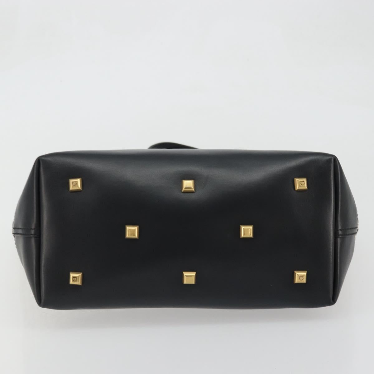 Salvatore Ferragamo Gancini Tote Bag Canvas Black Gold Auth YKZ1252A