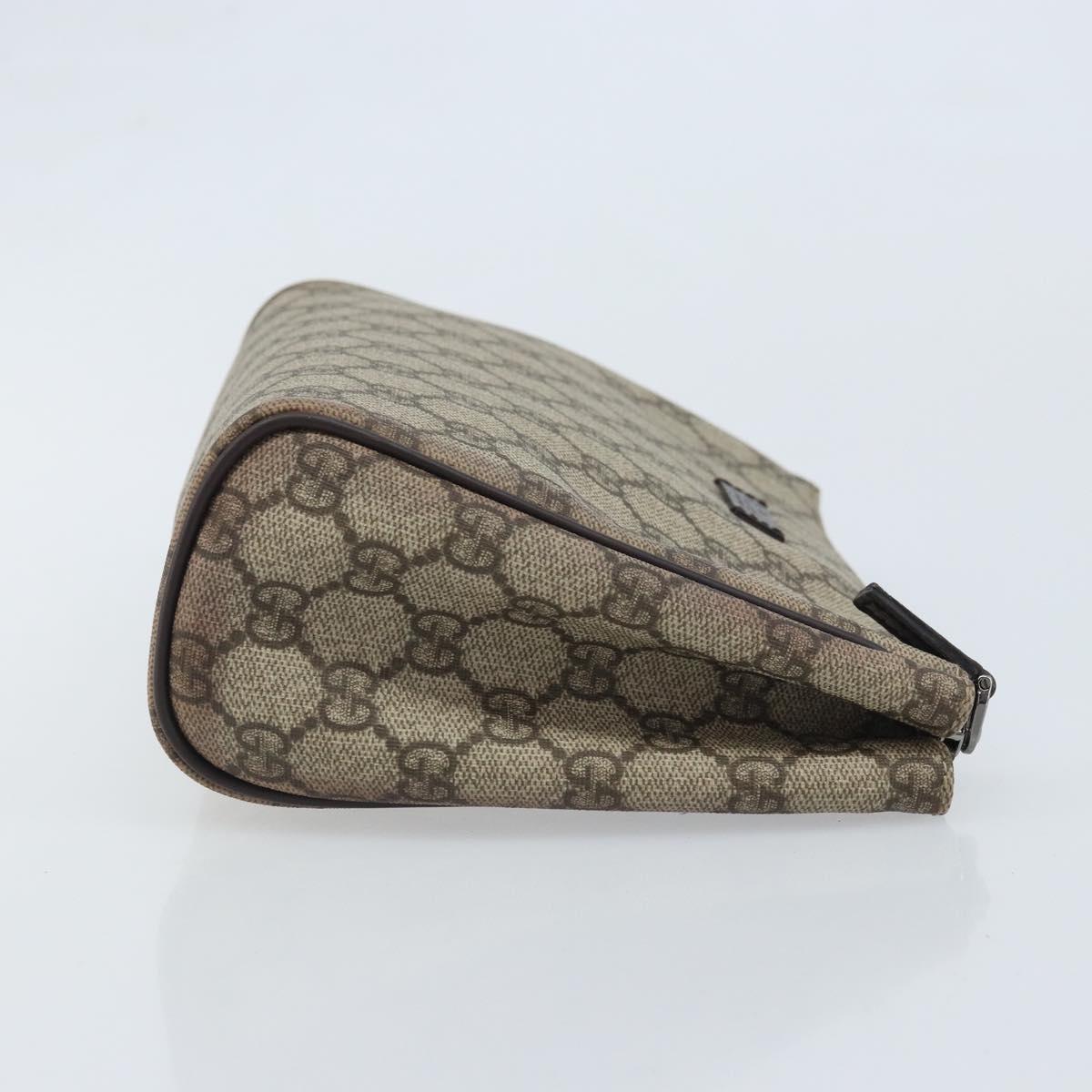 GUCCI GG Supreme Clutch Bag PVC Beige Silver 131022 Auth YKZ127A