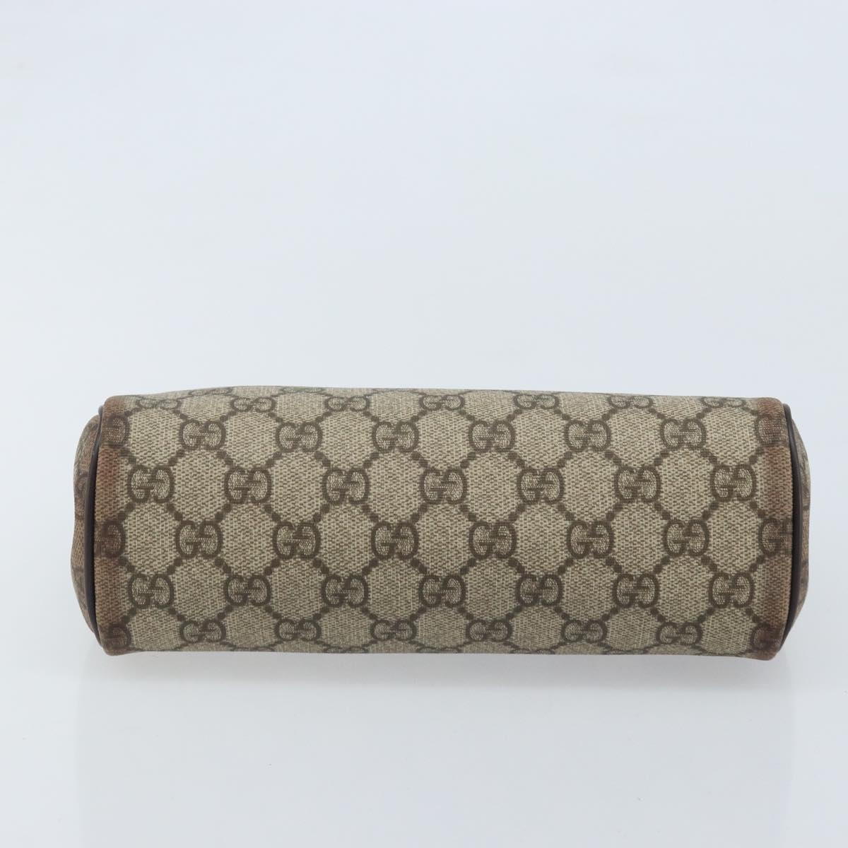 GUCCI GG Supreme Clutch Bag PVC Beige Silver 131022 Auth YKZ127A